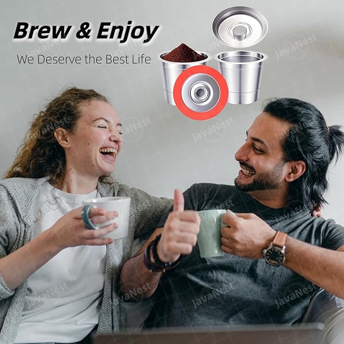 6 Pack Reusable K Cups for Keurig 2.0 & 1.0, Stainless Steel Reusable Coffee Pods for Keurig, Keurig Reusable Pods, Refillable Coffee Filter with Scoop & 6 Extra Seals, Eco-Friendly, BPA-Free