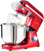 Aucma Stand Mixer, 900W 8QT Large Kitchen Mixer, Kitchen Electric Mixers with Dough Hook, Wire Whip & Beater (Red, 8QT)