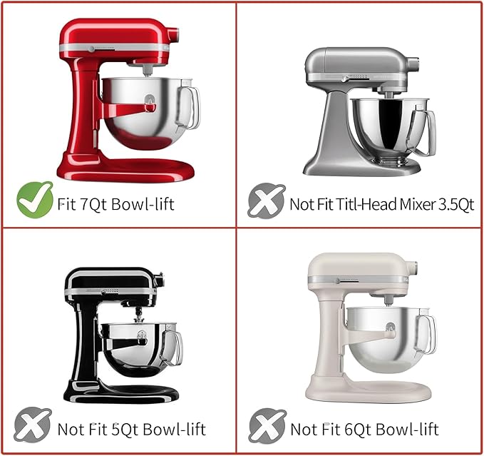 Stainless Steel Stand Mixer Attachment 3-Piece Set for KitchenAid 7QT Lift Bowl Mixer. Includes whisk, flat beater and dough hook for KitchenAid 7-quart mixer, Dishwasher Safe