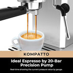 CHULUX Slim Espresso Machine with Milk Frother Steam Wand, 20 Bar Professional Italian Pump Espresso Coffee Machine for Home Cappuccino & Latte Maker, Silver