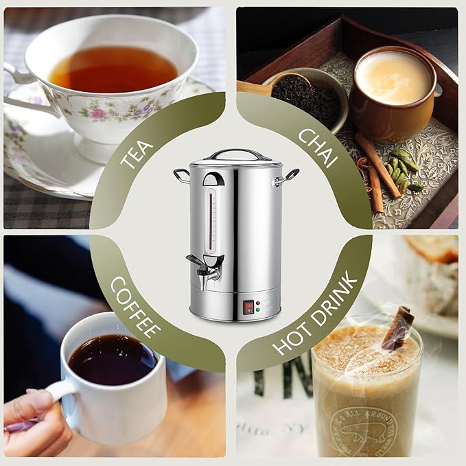 Commercial Coffee Urn 24L 160Cup Stainless Steel Quick Brew Hot Dispenser for Catering, Commercial Grade Large Capacity Coffee Maker For Meeting Rooms, Church, School, Stainless Steel