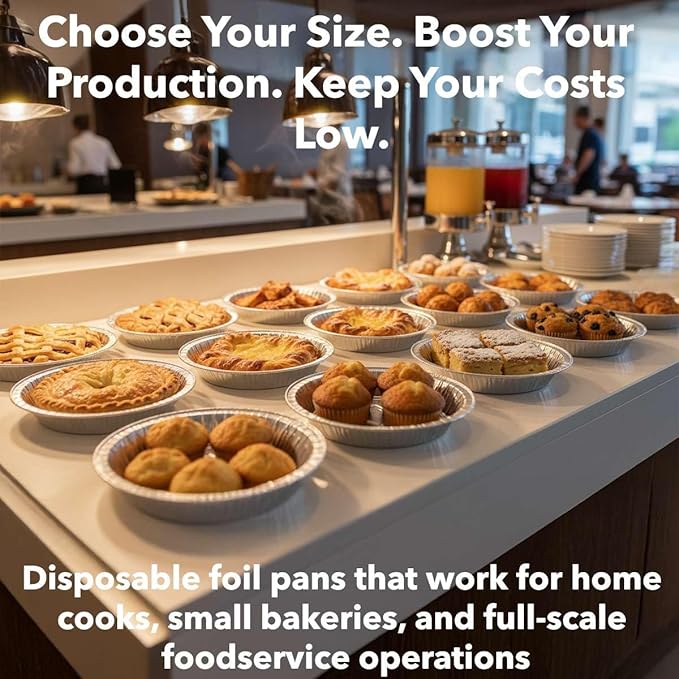 125-Pack 7 15/16" Foil Pie Pans - Deep 1 1/8" Disposable Aluminum Pie & Tart Pans with Full Curl Rim - For Commercial Baking, Batch Cooking, Freezer Storage & Retail Packaging