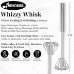 Newness Whizzy Whisk, Stainless Steel Semi Automatic Blender for Home -Versatile Tool for Egg Beater, Milk Frother, Hand Push Whisk - Kitchen Utensil for Blending, Whisking, Beating & Stirring