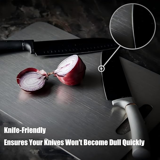 Titanium Cutting Board, Double Sided Titanium Cutting Board for Kitchen, Non Toxic Non Slip, Chopping Board, Dishwasher Safe, Easy to Clean (14''x10'')