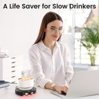 Mug Warmer, Coffee Warmer for Desk, Coffee Cup Warmer with 3 Temp Settings and Ambient Light, 2-12H Timer, 30W, Black