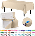 Exquisite Party Solids 54 Inch X 300 Feet Ivory Plastic Table Cover Roll in A Cut - to - Size Box with Convenient Slide Cutter. Cuts Up to 36 Rectangle 8 Feet Plastic Disposable Tablecloths