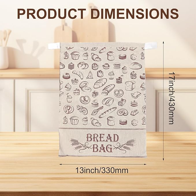 2 Pack Reusable Beeswax Bread Bags for Homemade Sourdough, Kitchen Baking Extra Large 13"x17" Food Storage Fresh Keeping Linen & Beeswax Bread Bags