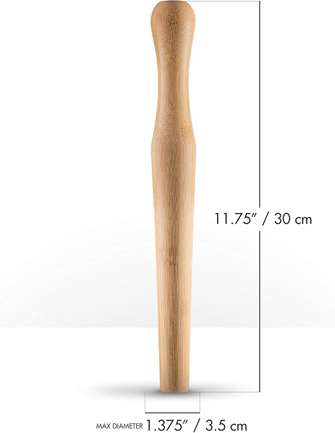 Piña Barware Professional Cocktail Muddler - 12" / 30cm Bamboo with Smooth Muddler (One Muddler)