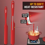 Walfos Silicone Jar Spatula - 600ºF Heat Resistant Kitchen Spatulas(2pcs), Strong Steel Core & One-Pieces Design,Mixing Batter & Cake Cream Spatulas, for Cooking & BPA Free & Dishwasher Safe, Red