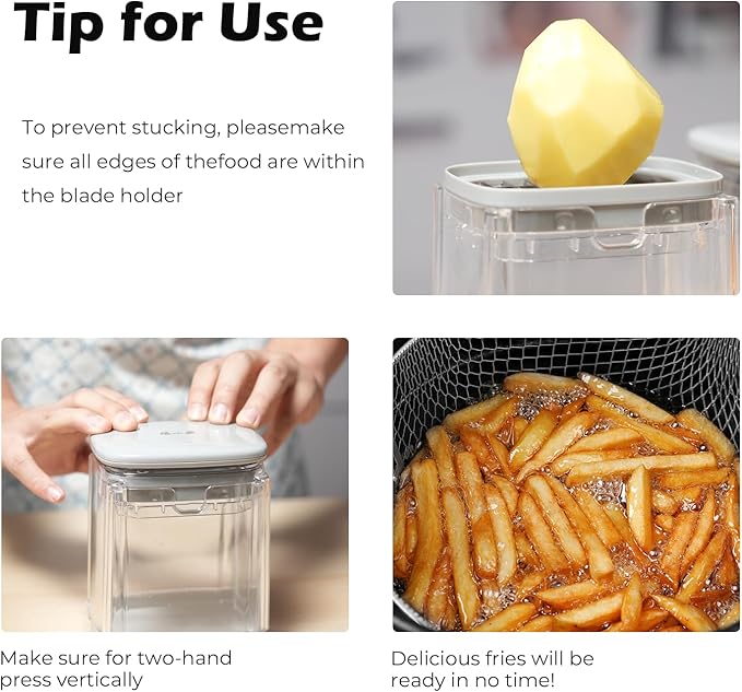 ZHANG XIAO QUAN SINCE 1628 French Fry Cutter 4-in-1 Food Dicer Chop Box, Potato Cutter for Fries Potato French Fry Onion Cutter Food Chopper Manual Hand Vegetable Cutter Dicer Apple Slicer, 4 Blades