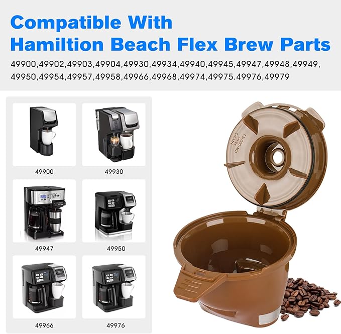 Coffee Maker Filter Basket Single Replacement Hamil tion Beach FlexBrew Coffee Maker Parts 49900,49902,49903,49904,49950,49957,FOR Hamiltion Beach Coffee Make Single Serve Filter Parts - 2 Pack