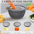 4-1 Colander with Bowl Set - Pasta Strainer - Colander for Kitchen - Strainers and Colanders Rice Strainer Fruit Cleaner Veggie Wash Sink Strainer Kitchen Essentials - Dark Grey