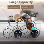 Black Wine Racks Countertop 9 Bottle,Geometric Stainless Steel Wine Bottle Holder,Compact Small Wine Rack for Cabinet Pantry Bar Table No Assembly Required