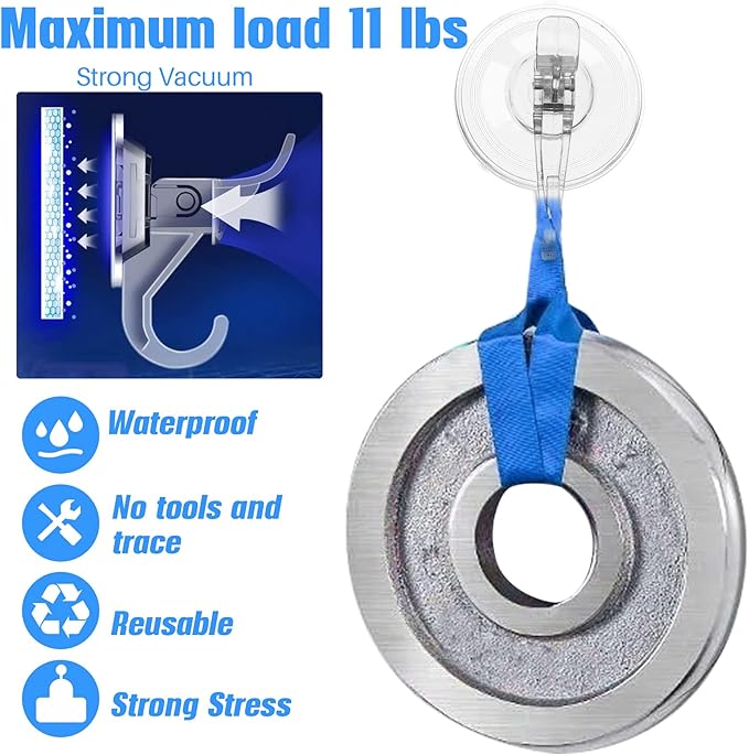 Antimbee 3 Pack Suction Cup Hooks, Clear Suction Cup Hanger, Removable Small Suction Cups for Shower, Bathroom, Glass, Door, Windows, Kitchen-Max Hanging up to 11 lbs on Smooth Surface