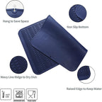 Silicone Dish Drying Mat for Multiple Usage,Easy clean,Eco-friendly,Heat-resistant Silicone Mat for Kitchen Counter or Sink,Refrigerator or Drawer Liner Navy Blue 3XL 28 inches x 18 inches