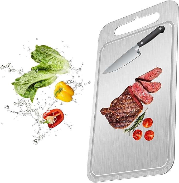 Titanium Cutting Board for Kitchen with Juice Groove， Dishwasher Safe Chopping Boards， Bpa-Free Chopping Board,for Home Counter Outdoor Camping Housewarming Gifts for Women（11.4inx7.9in)