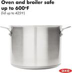 OXO Stainless Steel 8.4QT Multipurpose Boiler Pot with Steamer Insert & Glass Lid, Stockpot for Simmering, Boiling, Steaming, Stew, Soup, Pasta, Induction Suitable, Dishwasher Safe, Stainless Steel