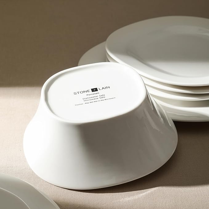 Stone Lain Quadro 4-Piece Bowl Set Porcelain, White