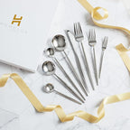 Homelux Theory 18/10 Stainless Steel Silverware Set, 2 Cutlery Set of 5pc Heavy Duty Spoons & Forks Set, Stainless Steel Kitchen Utensils, Adaline Royal Modern Utensils & Contemporary Flatware Set