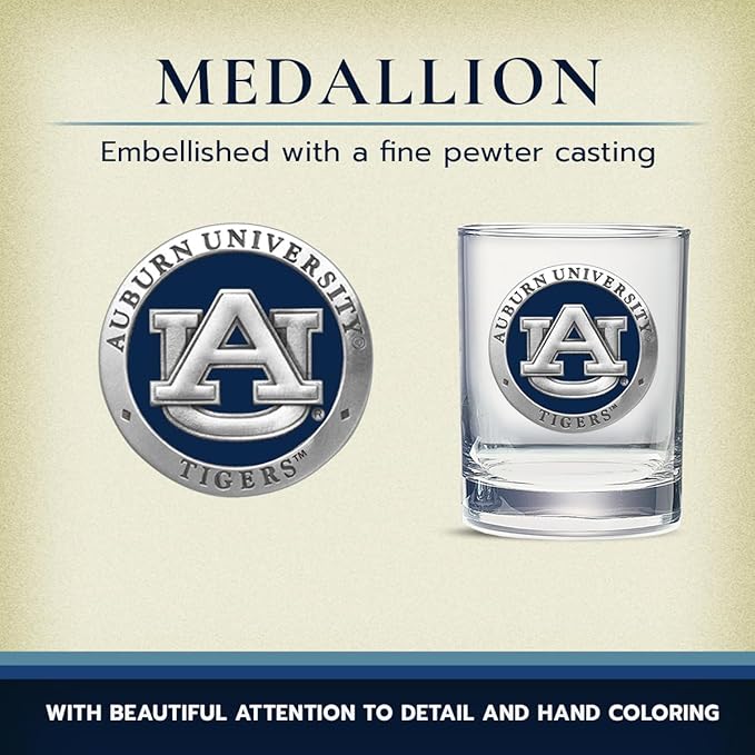 Heritage Pewter Auburn Double Old Fashion | Double Rocks Glass 14 OZ for Liquor | Expertly Crafted Pewter Glass