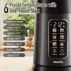 Mecity Electric Kettle 1.7L Touch Screen Temperature Control Water Boiler, No Plastic Contact with Water. 6 Preset Temperature Programs, 2 Hours Keep Warm, Dark Grey