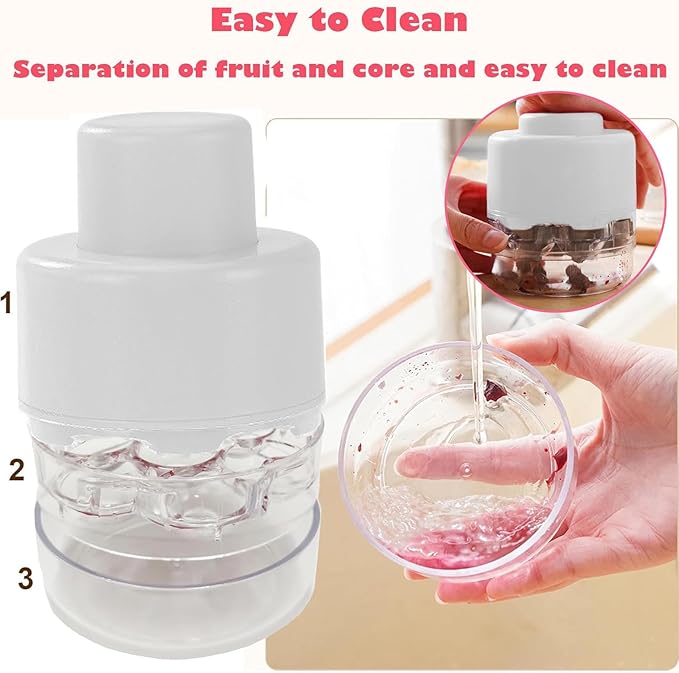 Cherry Pitter Tool, Kitchen Cherry Jam 7 Holes Multi Pitter Tool, Portable Push-Down Cherries Seed Remover, No Handle Design for Kitchen, Cake Shop, Picnics（White）