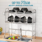 HOWDIA Stainless Steel 2-Tier Over The Sink Dish Drying Rack with Utensil Holder, Large, for Kitchen Counter