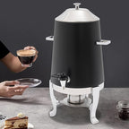 Coffee Urn with Fuel Holder 3.5 Gal/13L, Stainless Steel Beverage Dispenser Hot Drink Dispenser with Stand, Tea Water Coffee Chafer Urn for Parties Buffet Catering Commercial Home (Silver, Black)