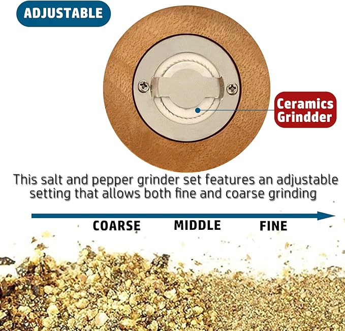 Pepper Mill Set, Manual Pepper Mills, Classical Hand Shake Wooden Pepper Grinder Set or Salt Grinder, Salt Mills Ceramic Blades Metal Handle, Enjoy Fresh Ground spices (Antique 1pcs-6in)