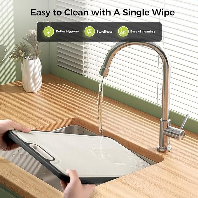 Titanium Cutting Board,Double Sided Steel Cutting Boards for kitchen,Stainless Steel/Wheat straw pp Board for meat,non toxic Chopping,15 * 10 Inch,Dishwasher Safe