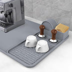 Silicone Coffee Mat with 6 Coasters,24"x16" Counter Bar Mat Fits Under Coffee Maker/Pot & Espresso Machine, Bar Aceessories,Detachable Drying Pad for Tamper,Sugar Packets,Cups & Countertop Protection