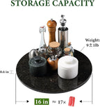 Koville 16'' Black Marble Lazy Susan for Kitchen Counter, Marble Turntable for Dinning, Lazy Susan Organizer for Cabinet, Serving Rotation Spinning Tabletop Organizer Swiveling, Spice Rack Storage