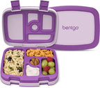 Bentgo Kids Bento-Style 5-Compartment Leak-Proof Lunch Box - Ideal Portion Sizes for Ages 3 to 7 - Durable, Drop-Proof, Dishwasher Safe, PFAS & BPA-Free & Made with Food-Safe Materials (Purple)