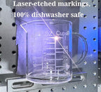 Ackers Etched Graduated Glass Measuring Cup - [Insulated Handle | V-Shaped Spout] - High Borosilicate Glass Measuring Cup for Kitchen or Dining, Easy to Read, 250ml (8oz, 1 Cup)