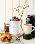 Nucookery 6.4'' Utensil Holder - Ceramic Utensil Holder for Kitchen Counter, Large Capacity Countertop Storage, Farmhouse Style Utensil Crock Organizer for Spoons, Spatulas & Cooking Tools