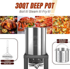 30QT Turkey Fryer & 10QT Fish Fryer Kit, Waterproof Cover & 12-inch Skimmer, 55,000BTU Propane Burner Stove, Aluminum Turkey Fryer Pot, Outdoor Deep Fryer, Crawfish Boiler with Basket