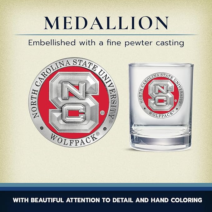 North Carolina State Double Old Fashion | Double Rocks Glass 14 OZ for Liquor | Expertly Crafted Pewter Glass By Heritage Pewter