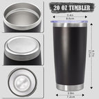 20 oz Tumbler Coffee Tavel Tumblers Bulk with Lid Stainless Steel Double Wall Vacuum Insulated Mug Powder Coated Cups fit Car Cupholder for Hot and Cold - Black, 8Pack