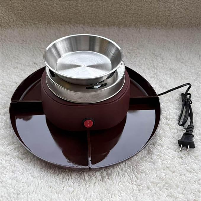 Electric Maker Electric Fondue Pot Set with Forks 4 Detachable Trays Maker Set for Wedding Family Party Indoor, Reddish Brown