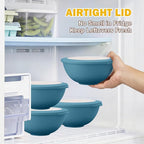 40 OZ Bowls Set of 4, Unbreakable Lightweight Bowls Set with Lid, Microwave & Dishwasher Safe Lunchable Containers, Plastic Reusable Cereal Bowl for Soup, Salad, Noodle, Snack, Fruit, Blue