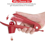 Cherry Pitter - Ordekcity Stainless Steel Cherries Corer Pitter Tool with Hand-held Push Design, Save Time & Space for Making Cherry Jam with Lock Design(Red)