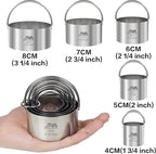 5 Pieces Circle Biscuit Cutter,Professional Stainless Steel Round Cookies Mold Tool with Handle for Baking GIFT Package