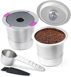 2 Pack Stianless Steel Reusable K Cup Coffee Pods Compatible for K eurig 1.0 & 2.0 Coffee Maker Refillable K-eurig Coffee Filter with A Stainless Steel Spoon