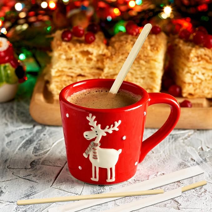 Bamboo Coffee Stirrers Individually Wrapped 500 Count, 7 inch Coffee Stir Sticks - For Hot Drinks and Cocktails, Smooth End, Disposable and Travel-Friendly