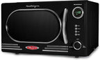 Nostalgia NRMO11BK6A 1000 Watt Power Retro Countertop Microwave Oven Easy to Clean with Removable Glass Turntable-Child Safety Lock-12 Programs-Digital Clock, 1.1 Cu. Ft, Black