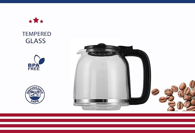 12 Cup Replacement Glass Carafe for Hamilton Beach Coffee Maker Flex Brew 49933 49980A 49980Z 49940 49947 49950 49954 49956 49958 49976, NOT fit 49902 49904, 46290 46299 46293 43874 49630 49615