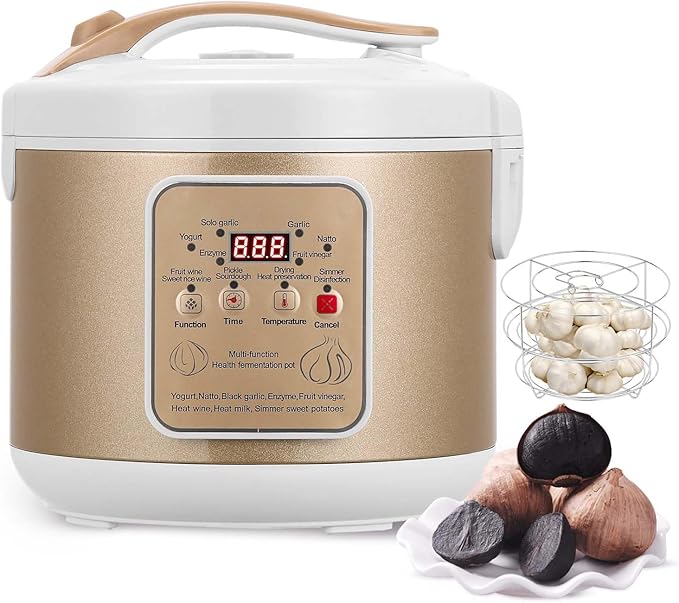 Moongiantgo 6L Black Garlic Fermenter, Automatic Intelligent Fermenter Machine for Natto, Yogurt, Kimchi, Fruit Wine, Garlic Cooker with Precise Time Temperature Control, 110V