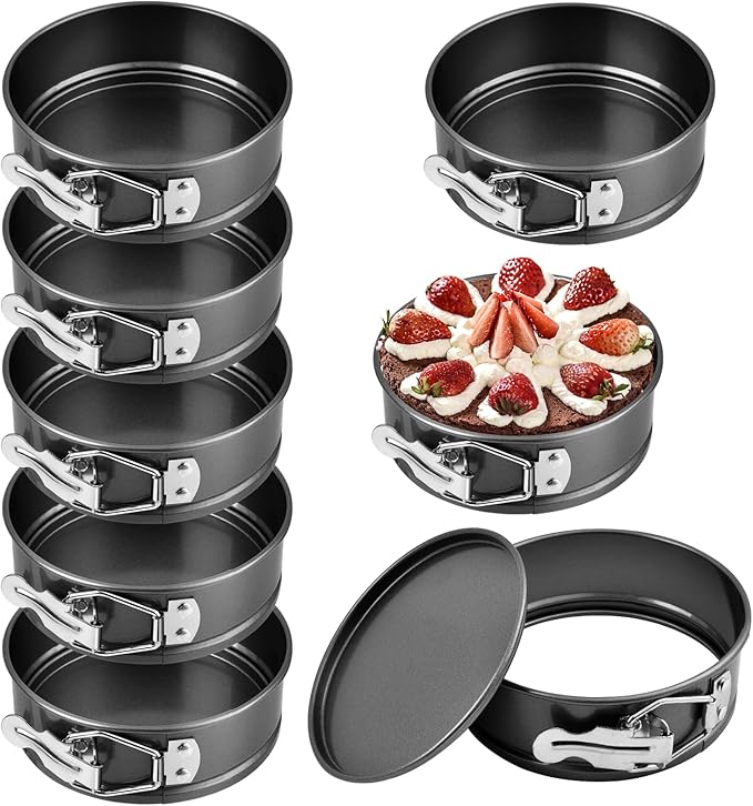 8 Pcs 4.8 Inch Springform Pans, Mini Round Cheesecake Pans with Removable Bottom, Steel Nonstick Cake Pans for Baking, Pizzas and Quiches