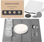 Premium Stone Dish Drying Mat – Large Foldable Kitchen Counter Mat, Super Absorbent Diatomaceous Earth with Coasters, Brush & Anti-Slip Pad – Fast Drying, Dark Gray Zen Design