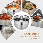 Ohtomber Stainless Steel Stock Pot - 12 Quart Large Cooking Pot with Lid for Pasta, Soup, Spaghetti, Nonstick Thick Base Deep Stockpot, Kitchen Cookware for Stew, Simmer, Boiling, Canning